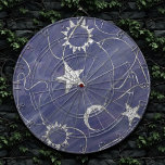 Charming Mystique | Silver Moon Stars Sun Amulet Dart Board<br><div class="desc">Trendy and sophisticated silver celestial amulet charms on chain necklaces offset by a mottled watercolor muted background. This fun novelty seamless pattern features a dynamic unisex (yet feminine) abstract gradient that adds perfect pop of color. For customizations or other colors,  please visit JustFharryn @zazzle.com #bohochic #zazzlemade</div>