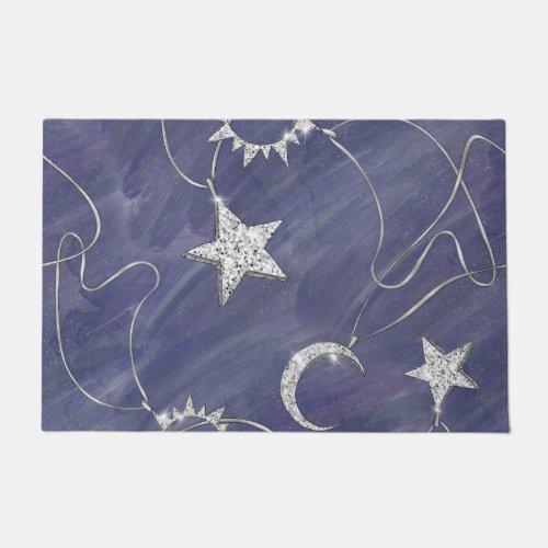 Charming Mystique  Silver Moon Stars Sun Amulet Doormat