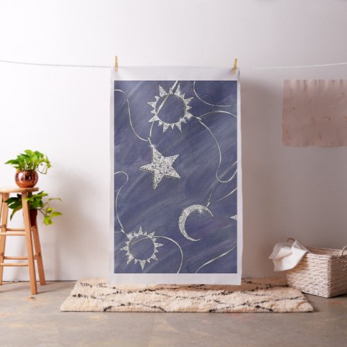 Charming Mystique  Silver Moon Stars Sun Amulet Fabric