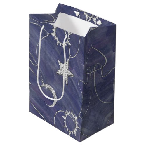 Charming Mystique  Silver Moon Stars Sun Amulet Medium Gift Bag