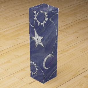 Charming Mystique   Silver Moon Stars Sun Amulet Wine Box