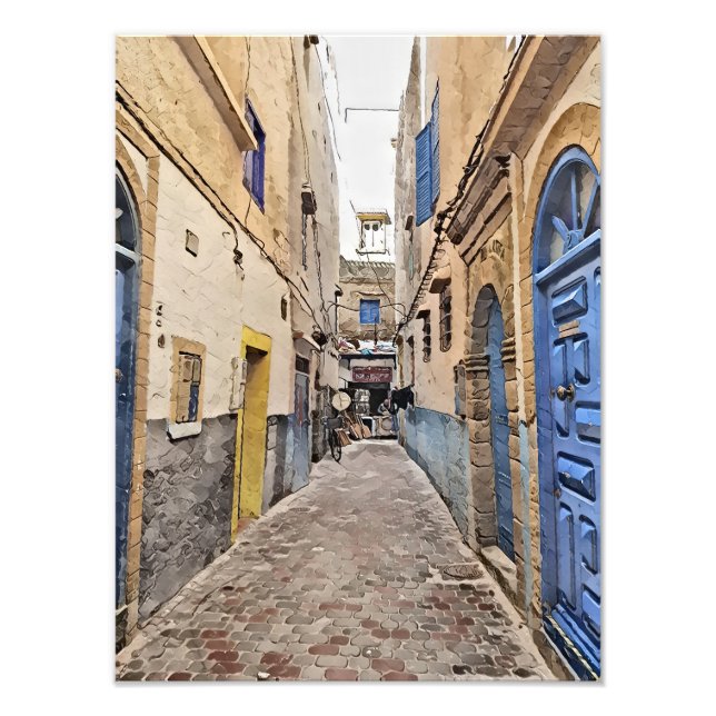 Charming Narrow Alleyway in a Historic Moroccan  Photo Print (Front)