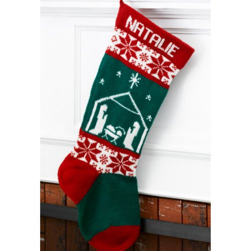 Charming Nativity Scene Woolen Christmas Stocking