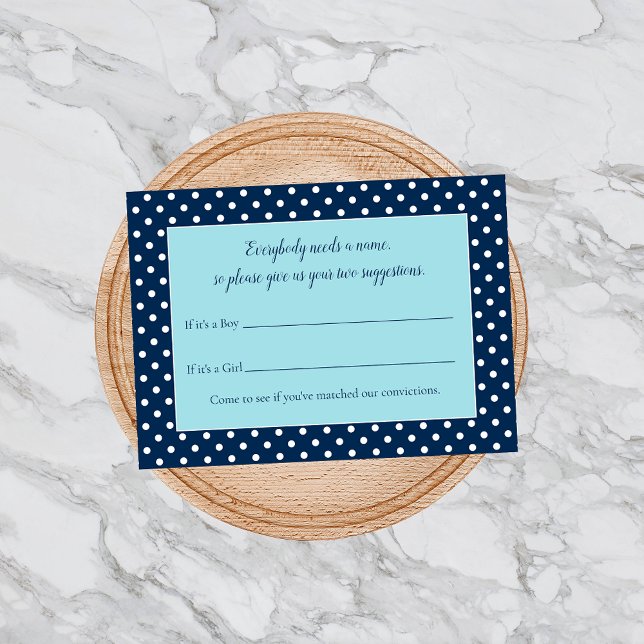 Charming Navy Blue Baby Name Suggestion Game Enclosure Card (Creator Uploaded)