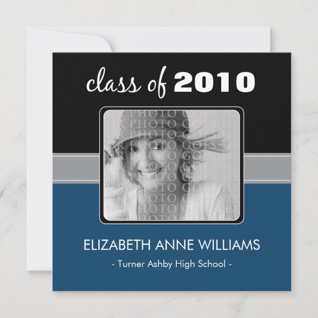 Charming Navy Custom Graduation Announcement (Front)