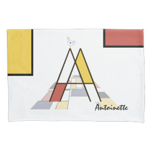 Charming Neoplasticism Art Monogram. Letter A Pillow Case