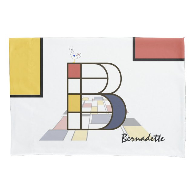 Charming Neoplasticism Art Monogram. Letter B Pillow Case (Front)