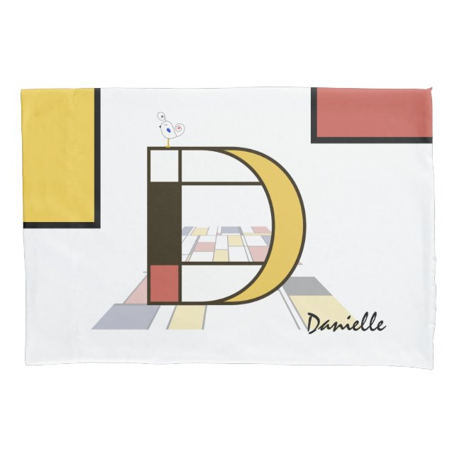 Charming Neoplasticism Art Monogram. Letter D Pillow Case (Front)