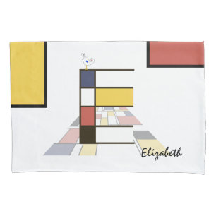 Charming Neoplasticism Art Monogram. Letter E Pillow Case