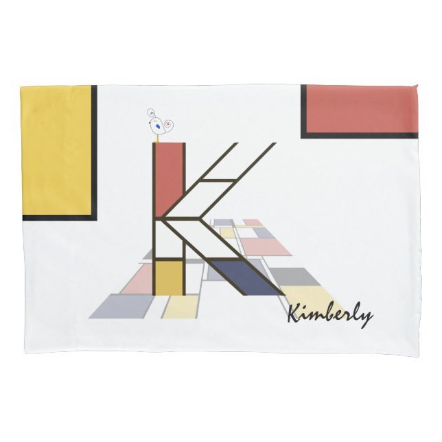 Charming Neoplasticism Art Monogram. Letter K Pillow Case (Front)