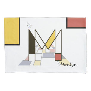 Charming Neoplasticism Art Monogram. Letter M Pillow Case