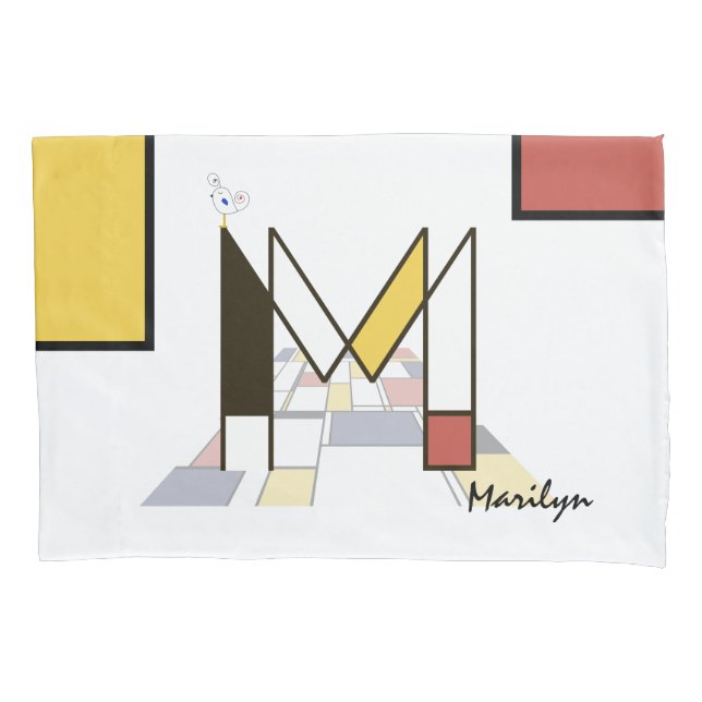 Charming Neoplasticism Art Monogram. Letter M Pillow Case (Front)