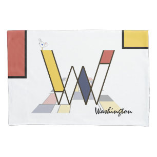 Charming Neoplasticism Art Monogram. Letter W Pillow Case