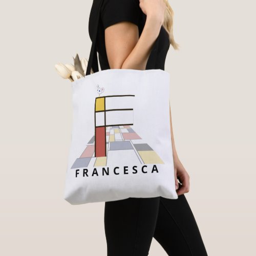 Charming Neoplasticism Style Monogram Letter F Tote Bag
