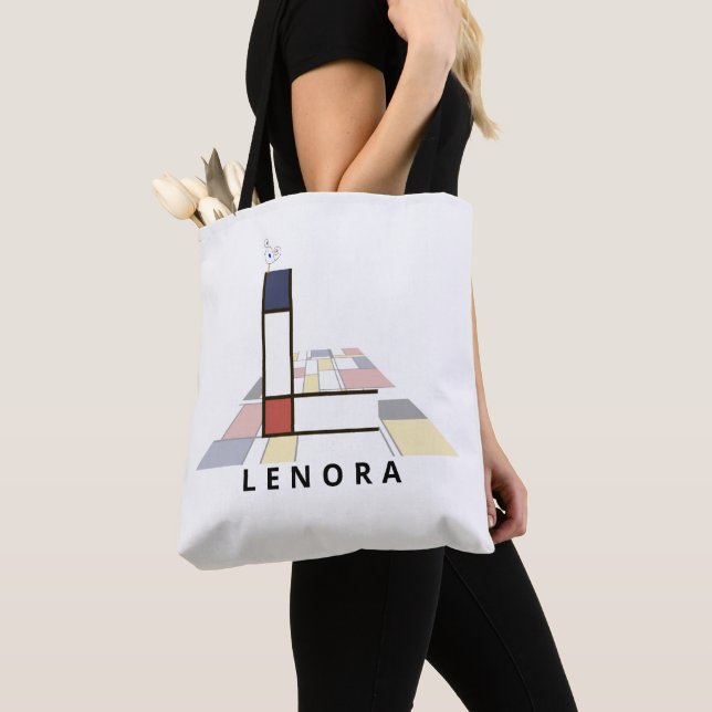 Charming Neoplasticism Style Monogram. Letter L Tote Bag (Close Up)