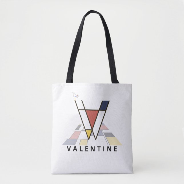 Charming Neoplasticism Style Monogram. Letter V Tote Bag (Front)