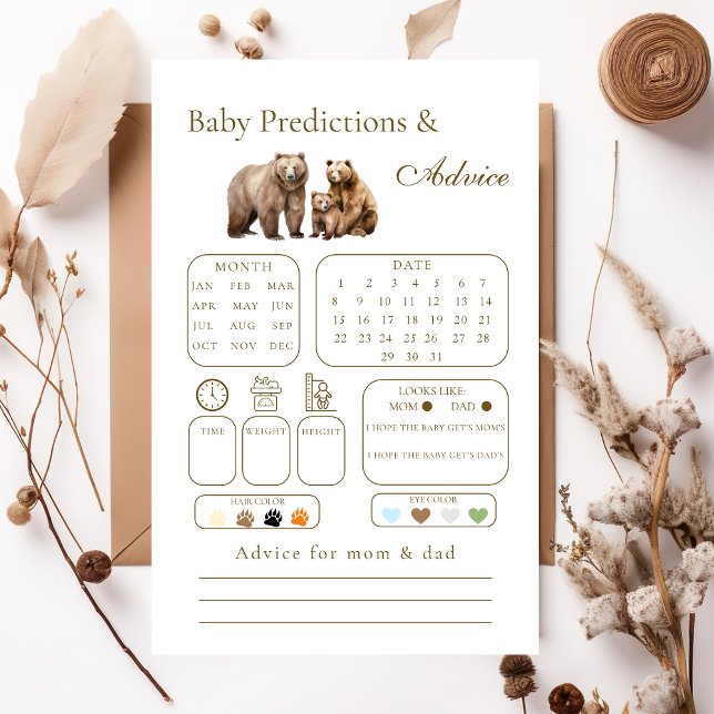 Charming Neutral Bear Family Baby Predictions Game (Creator Uploaded)