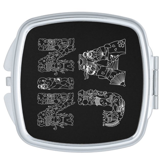 Charming Ninja Text Art Compact Mirror (Side)