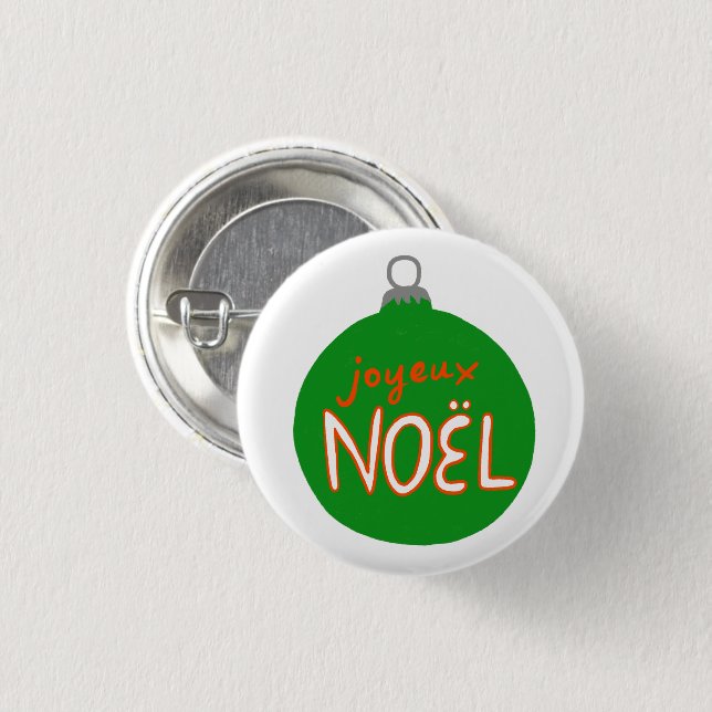 Charming Noël Christmas Ornament Xmas Holiday Button (Front & Back)