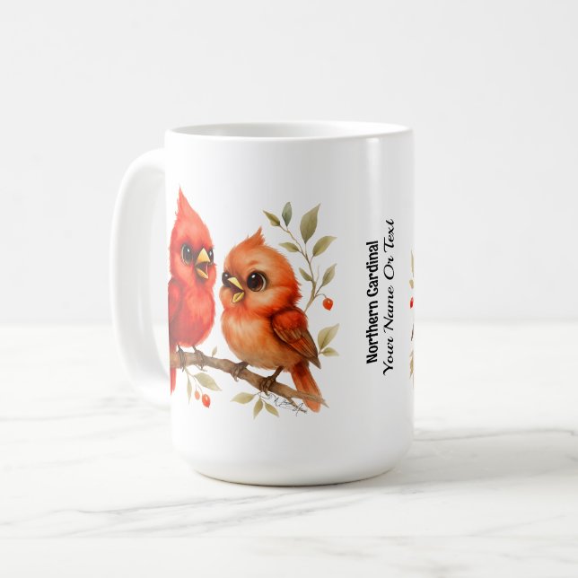 Charming Northern Cardinal Coffee Mug (Front Left)