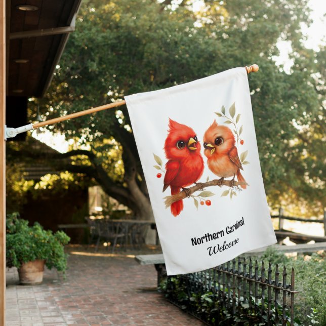 Charming Northern Cardinal  House Flag (In SItu)