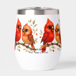 Charming Northern Cardinal Thermal Wine Tumbler