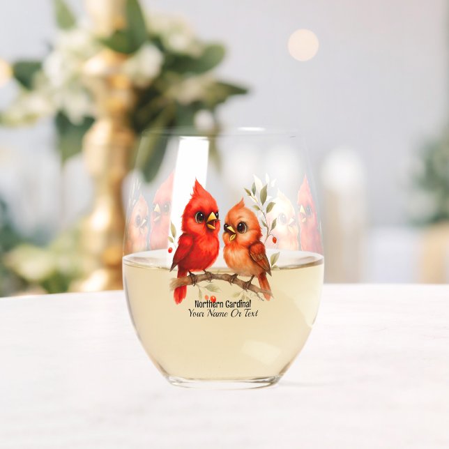 Charming Northern Cardinal Wine Glass (Insitu (Wedding))