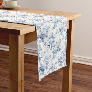 Charming Nostalgia: French Blue Shabby Chic Long Table Runner