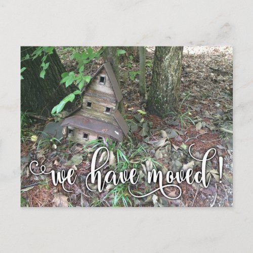 Charming Old Birdhouse Photo Weve Moved Notice Announcement Postcard