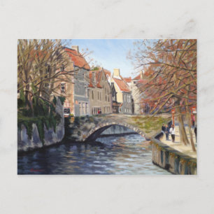 Charming Old Bridge Over Canal in Scenic Bruges Postcard