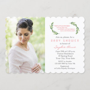 Charming Olive Branches Photo Baby Shower Invitation
