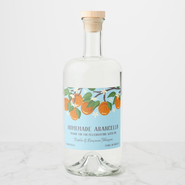 Charming Orange Branch Arancello Thank You Liquor Bottle Label (Front)