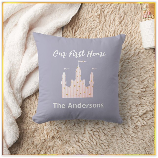 Charming Our First Home Castle Throw Pillow (Creator Uploaded)
