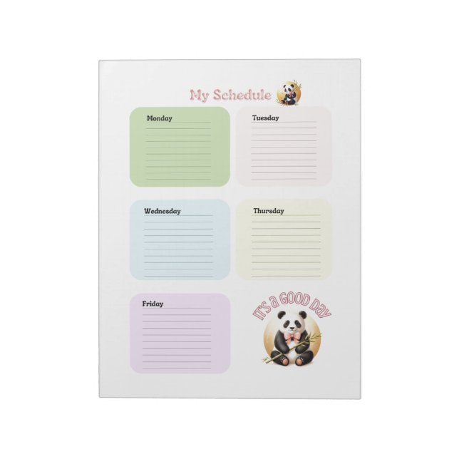 Charming Panda Colorful Daily Schedule Notepad (Rotated)
