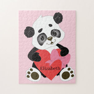 Charming Panda with Heart for All Ages Jigsaw Puzzle