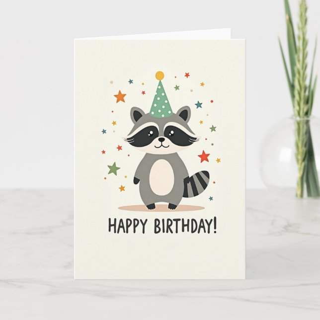 Charming Party Hat Animal Card (Front)