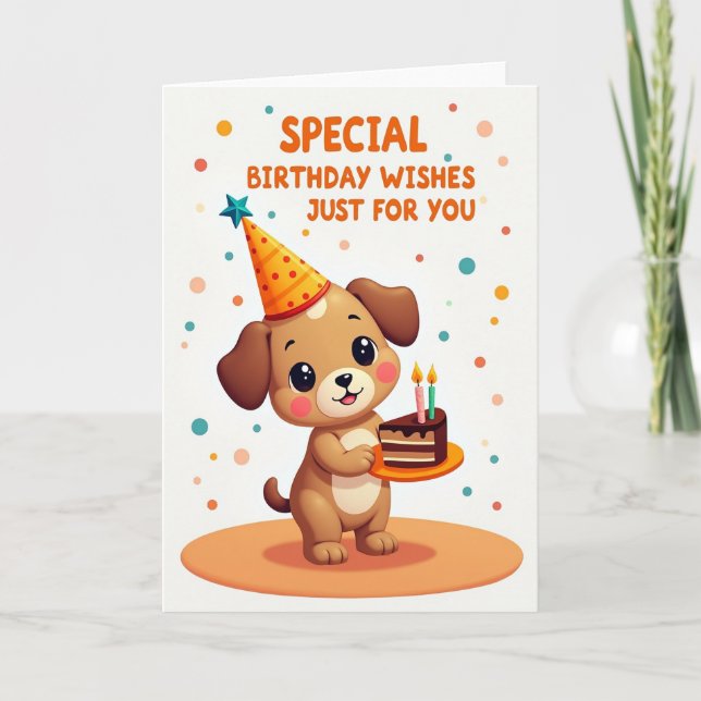 Charming Party Hat Birthday Card (Front)