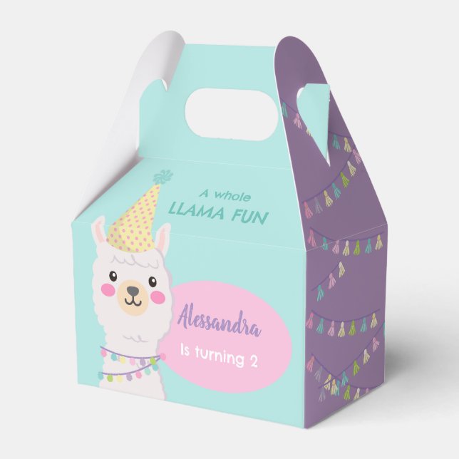 Charming pastel colored llama Favor Box (Front Side)