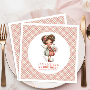Charming Pastel Fairy Floral 4th Birthday Party Paper Dinner Napkins