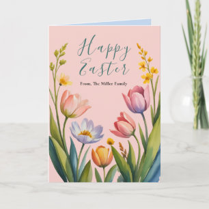 Charming Pastel Floral Easter Greeting Card