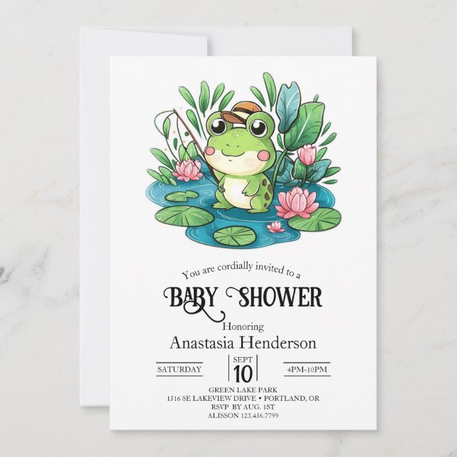 Charming Pastel Frog Baby Shower Invitation (Front)