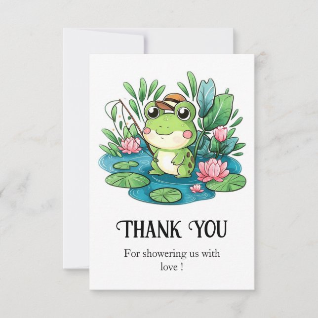 Charming Pastel Frog Baby Shower Thank You Card (Front)