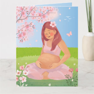 Charming Pastel Pregnant Mom in Nature Mother Card