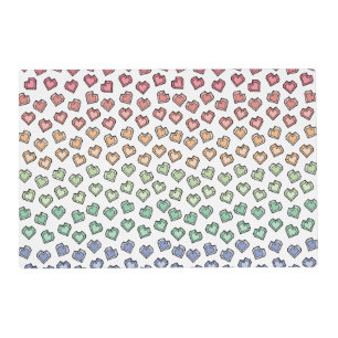 Charming Pastel Rainbow Gemstone Heart Pattern Placemat