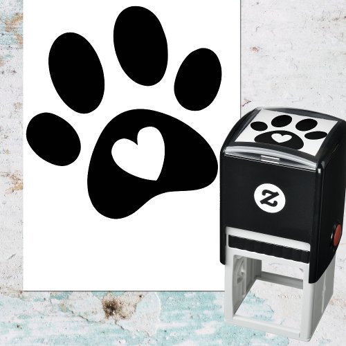 Charming Paw Print With Heart Self_inking Stamp