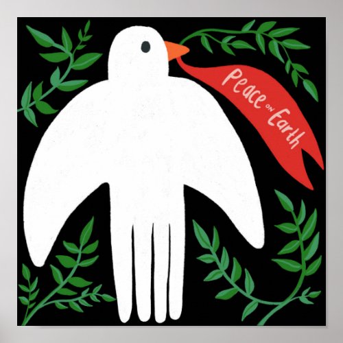 Charming Peace Dove Christmas Xmas Holiday Bird Poster