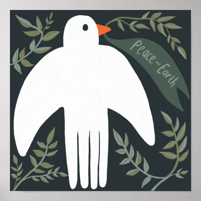 Charming Peace Dove Christmas Xmas Holiday Bird Poster (Front)