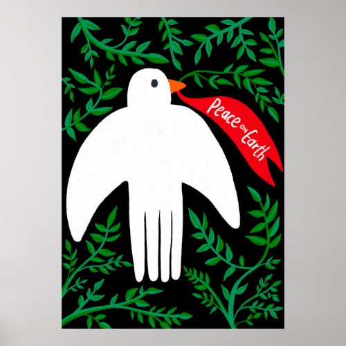 Charming Peace Dove Christmas Xmas Holiday Bird Poster