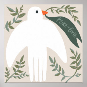 Charming Peace Dove Christmas Xmas Holiday Bird Poster