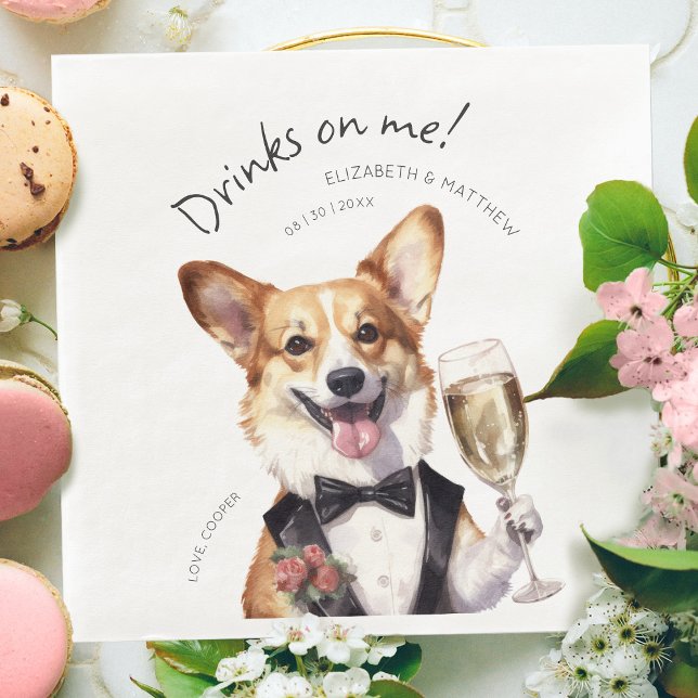 Charming Pembroke Welsh Corgi Waiter Paper Dinner Napkins (Creator Uploaded)